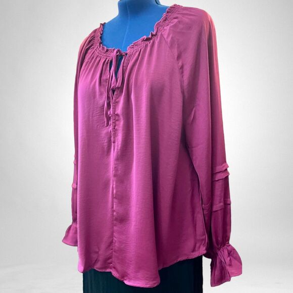 GIGIO "Steal the Show" Poet Boho Blouse - Magenta, 1XL - Picture 3 of 10